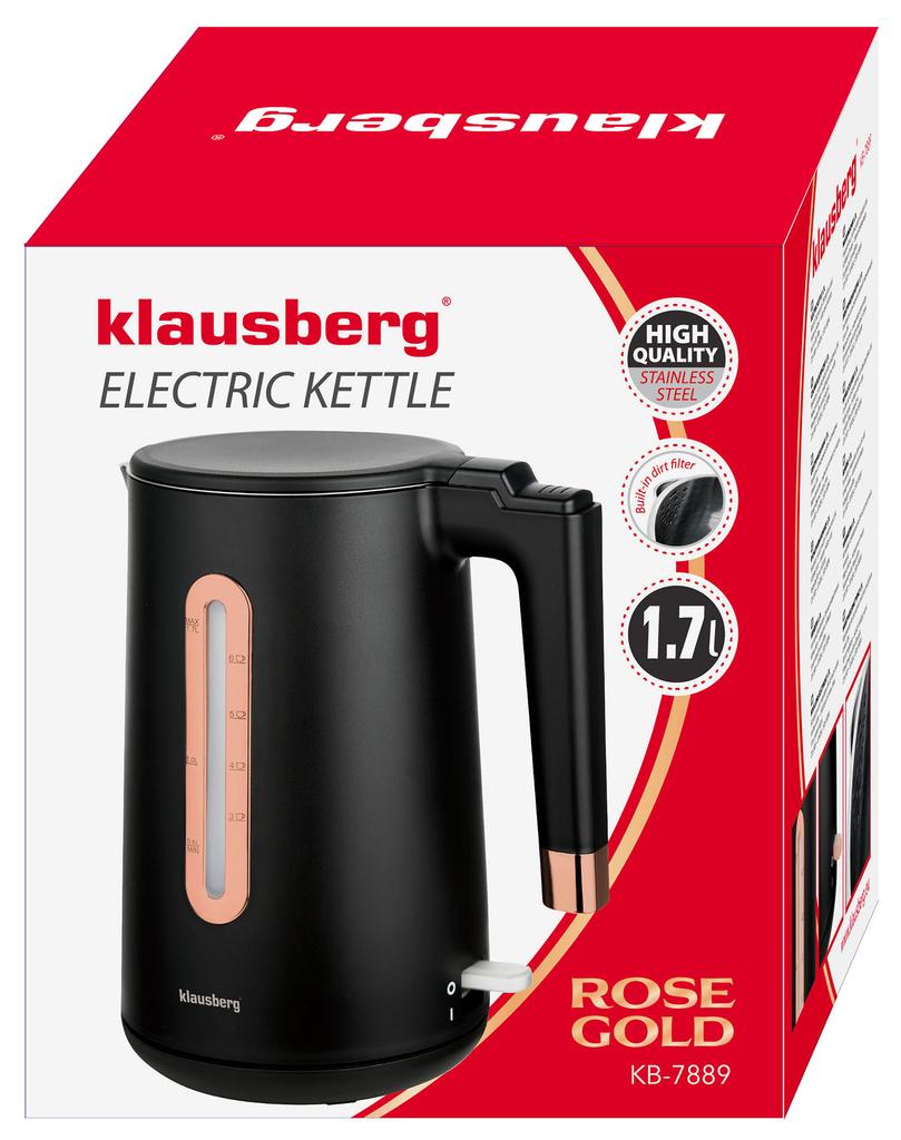 Cordless Electric Kettle 1.7L Black KLAUSBERG KB-7889