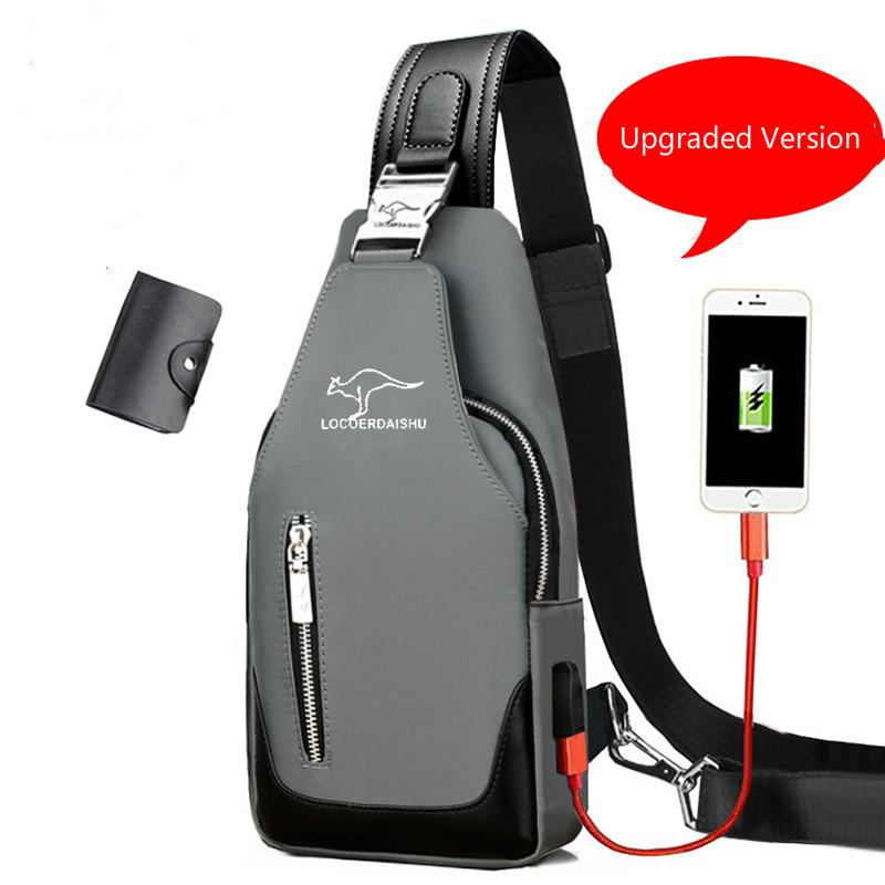 Men s Messenger Bag Shoulder Oxford Cloth Chest Bags Crossbody Casual Messenger Bags Man USB Charging Multifuncti Handbag