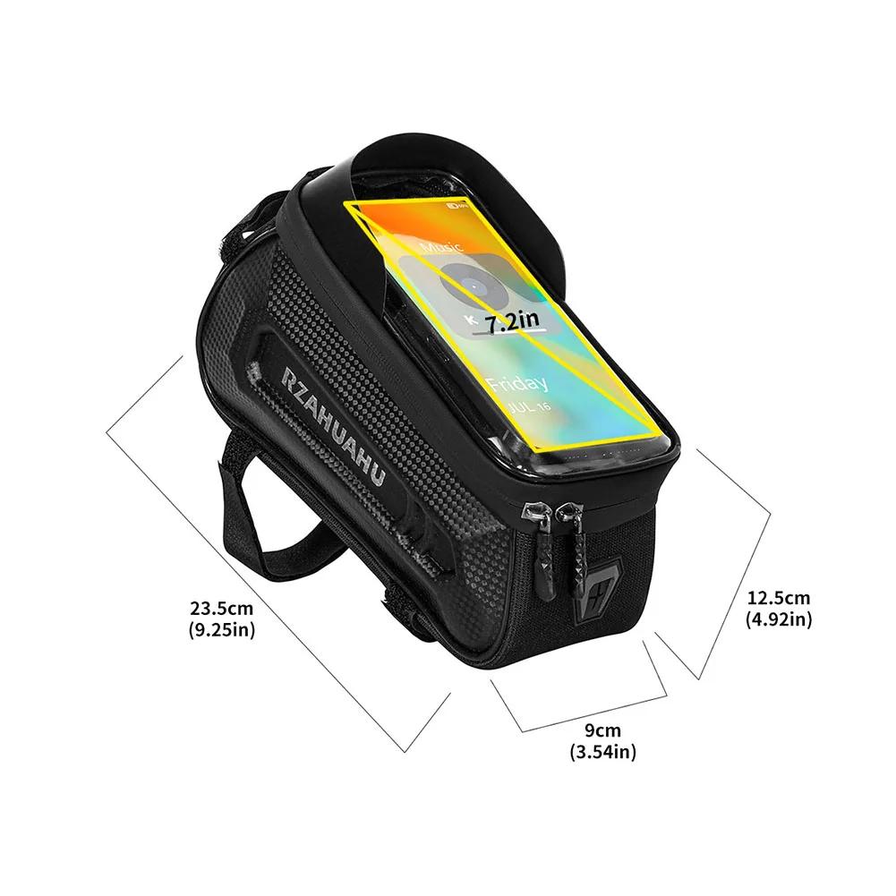 1L Bike Bag Front Bicycle Frame Bag Waterproof Phone Touch Screen Case Top Tube Cycling Bag Reflective Outdoor Cycling Gear