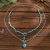 Turquoise Necklace Set Adjustable Length Clavicle Chain Fashionable Multi layer Neckchain Accessories for Parties