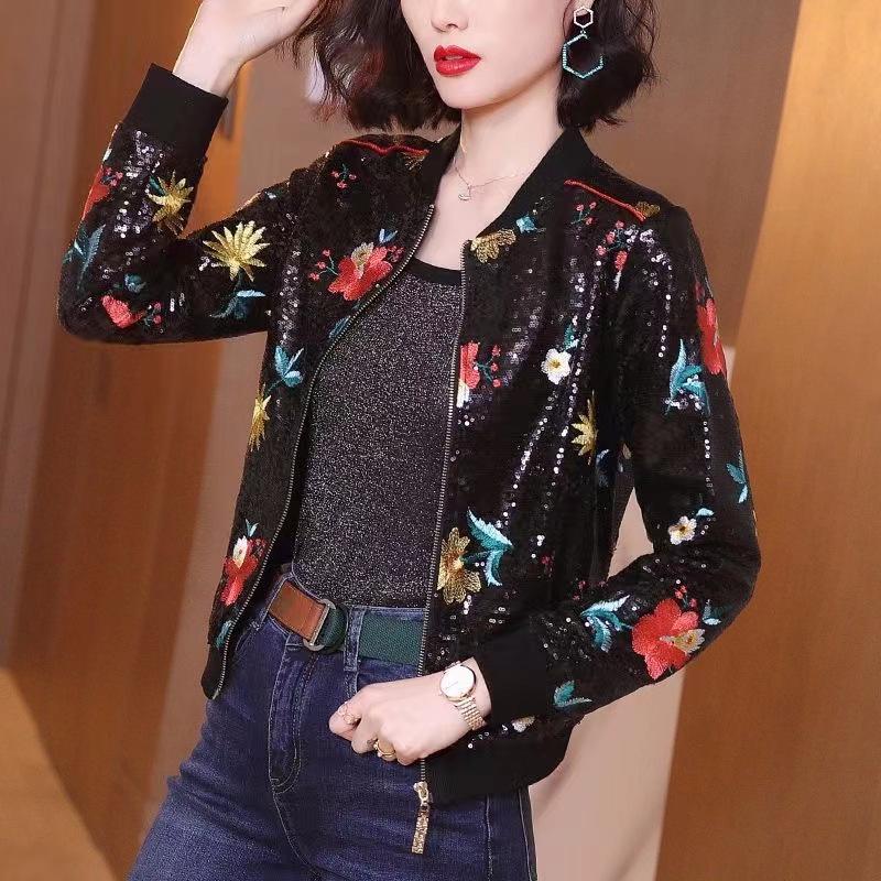 Printed Women s Spring/Summer Chiffon Jacket - Korean Style, Loose Fit, Long Sleeve, Zippered Sun Protection Cardigan. XL
