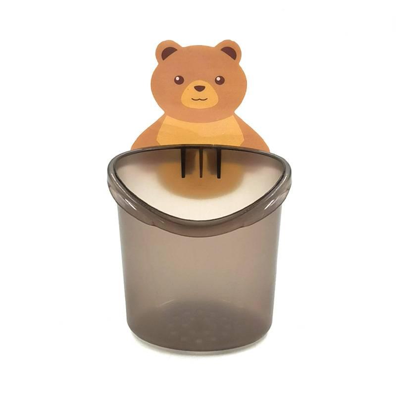 Little Bear Storage Cup Bathroom Toothbrush Cup Toothpaste Holder Wall-Mounted Draining Super Sturdy Wallpaper Bear Cup