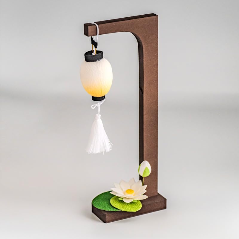 Obon Decorations: Chirimen Hanging Obon Lantern and Lotus Ornament (57-109) - Chirimen, Spirit Shelf, Obon Lantern, First Obon, New Obon, Made in