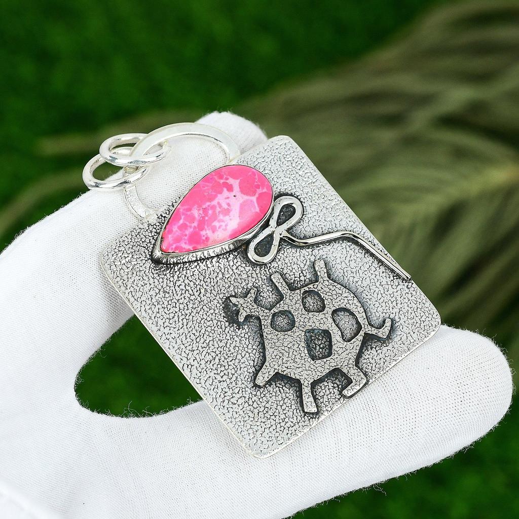 Friendship Day Sale Pink Turquoise Stone Mother Pendant Jewelry Sterling Silver