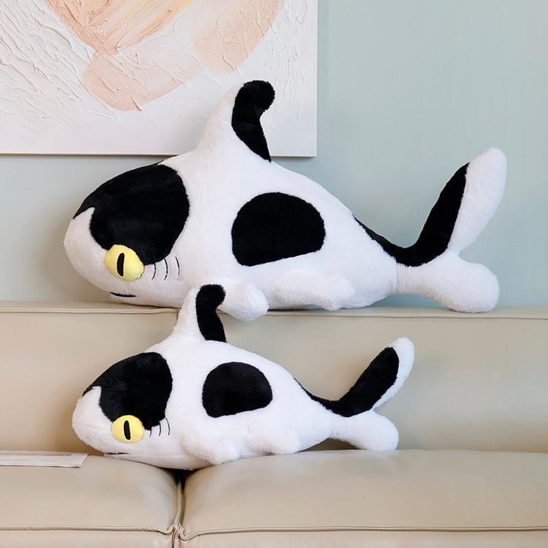 Stuffed Cow Shark Toy Short Plush Doll Long Strip Pillow Children Accompanying