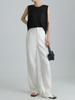 2026 Summer High-Waisted Wide-Leg Cotton Linen Pants White Casual Old Money Style Women