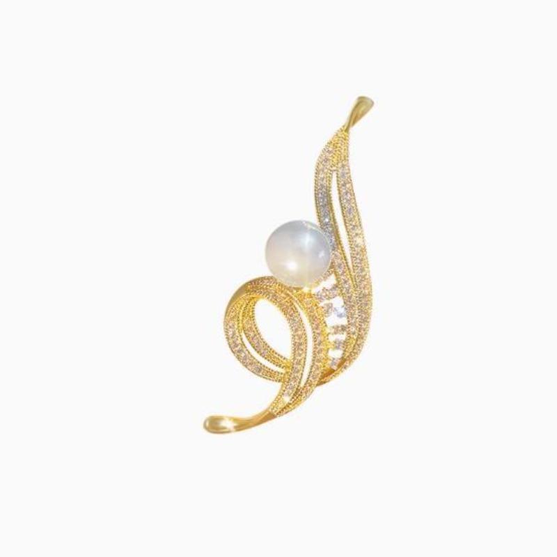 Spille Fiore Perla Colore Oro Vintage per Donne Coreane Zircone Intarsiato Spille Gioielli Accessori Trendy Regali per Feste