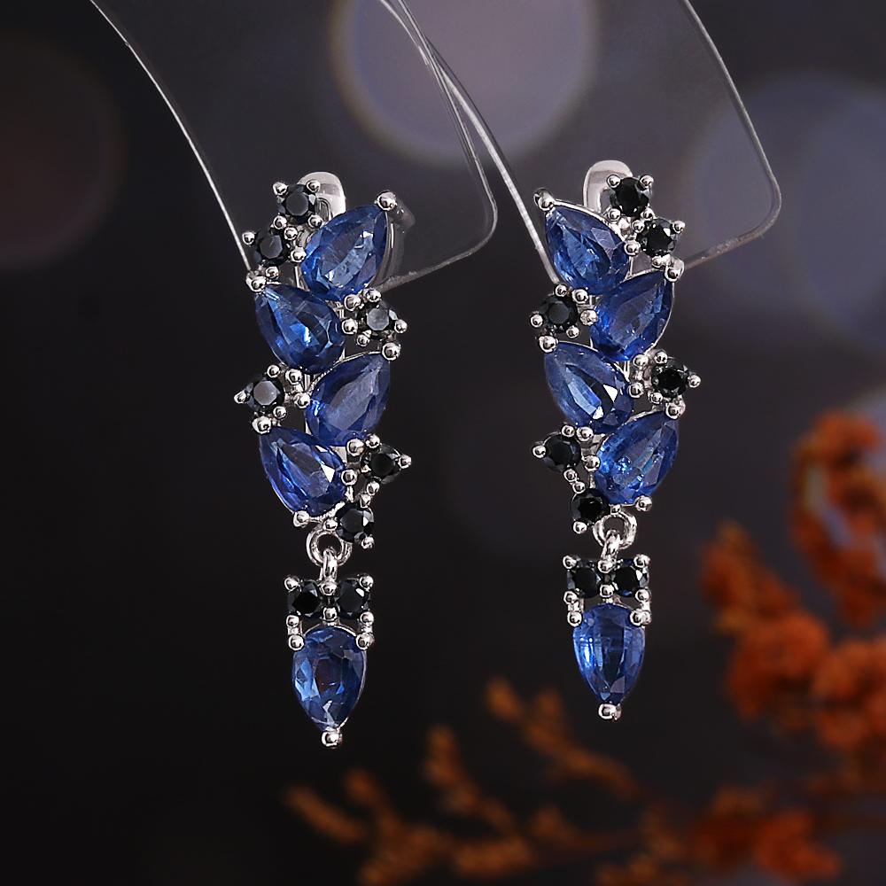 Romantic Natural Kyanite Earrings Pear 4*6mm Real Gemstone 925 Sterling Silver Luxury Fine Jewelry for Women's Anniversary Gifts