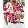 Men's floral shirt long sleeved sports fashion outdoor casual daily autumn and winter flat printed button down collar shirt