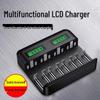 Eight-Slot USB LCD Universal Charger for AA/AAA/C/D Ni-MH Batteries with Type-C Charging