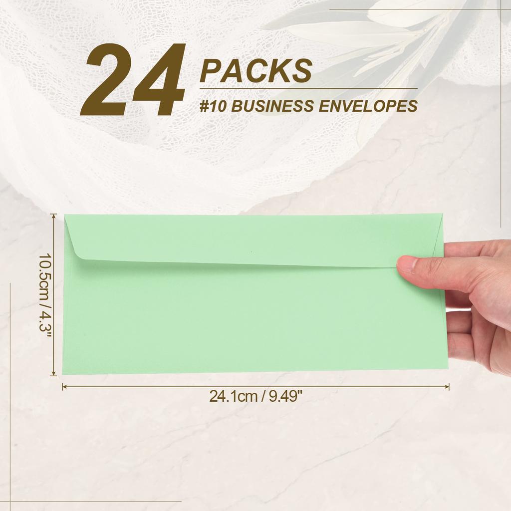 24Pcs 24.1cmx10.5cm Colored Self Seal Letter Size Paper Envelopes #10 Business Envelopes for Business Mailing Wedding Invitation