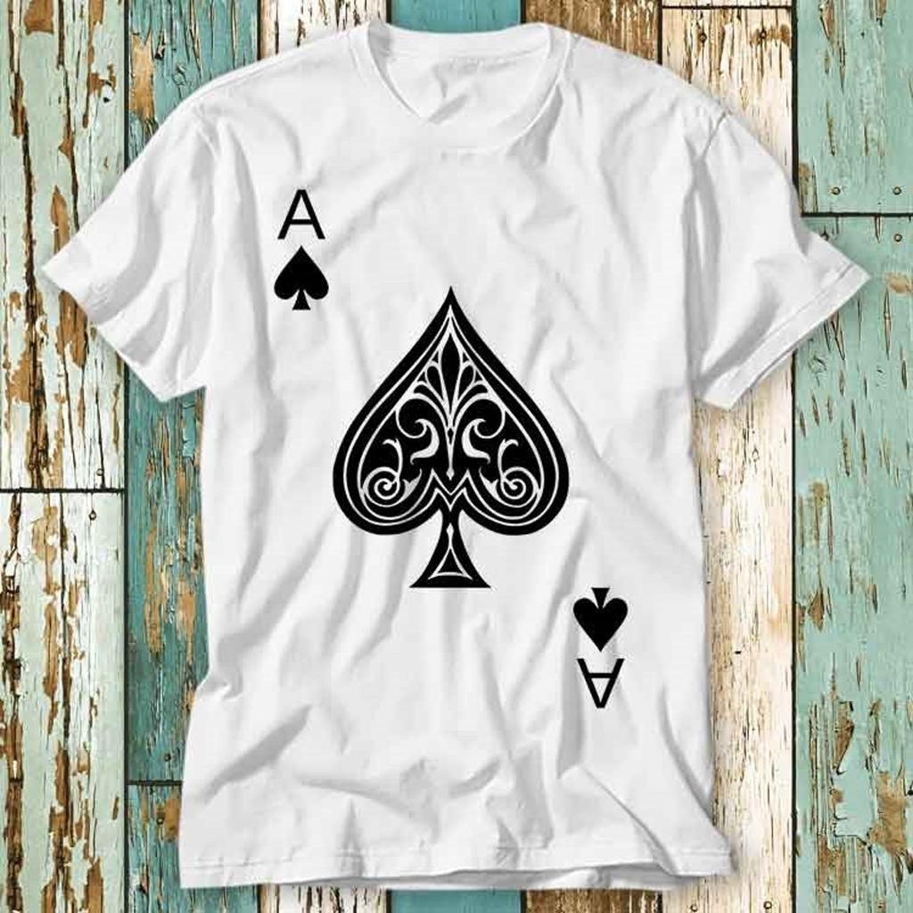 Ace of Spades Poker Lucky Playing Card Casino T-Shirt Top Design Unisex Ladies Mens Tee Retro Fashion Vintage Shirt S861