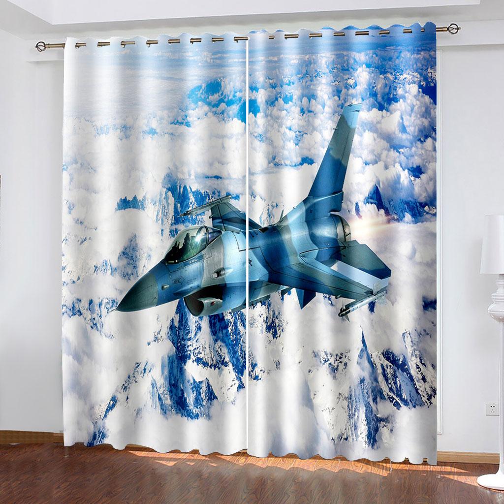 Airplane Blackout Curtains for Bedroom Living Room Thermal Insulated Aircraft Blackout Window Curtains Drapes Decor(2 Panels)