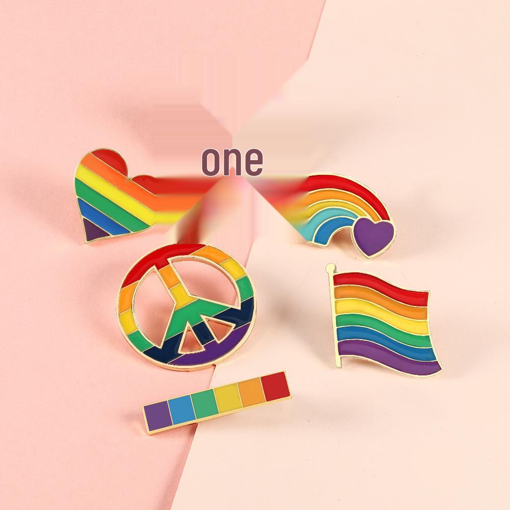 Creative Six-Color Rainbow Bridge Brooch & Enamel Pin Badge for Denim Bags