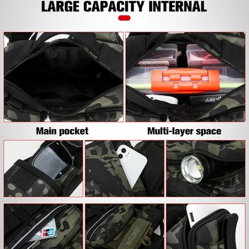 Fishing Equipment Backpack Bait Box Equipment Storage Bag Men's Fishing Backpack with Pole Holder Sling Shoulder Bag Multifunctional Waist Chest Bag