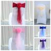 Organza Ribbon Decoration Polyster Flower Chair Back Strap Chair Sashes Romantic European Floral Sash For Chair Back Decor Event