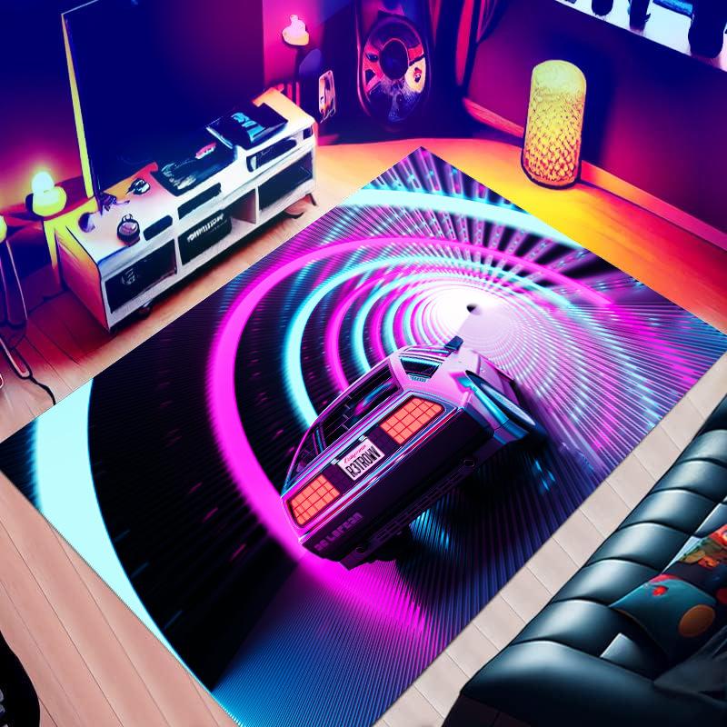 Living Room Carpet  Rock Punk Personalized Car Pattern Rug Living Room Bedroom Anti Slip Mat Home Decoration