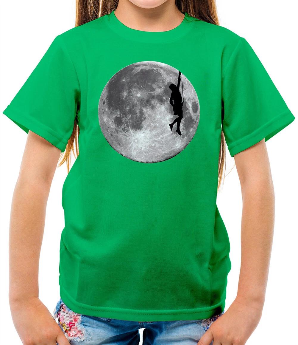 Rock Climbing Moon Kids T-Shirt - Mountain Climb - Rock Climb - Space - Climber 100