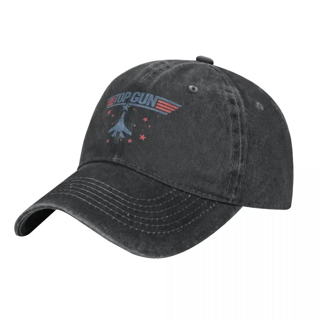 Top Gun Jet Blu & Rosso Logo delle Star del Cinema Cappellino da Baseball Vintage in Denim Usurato Copricapo Unisex per Viaggi all'Aperto Cappellini Regalo Cappello