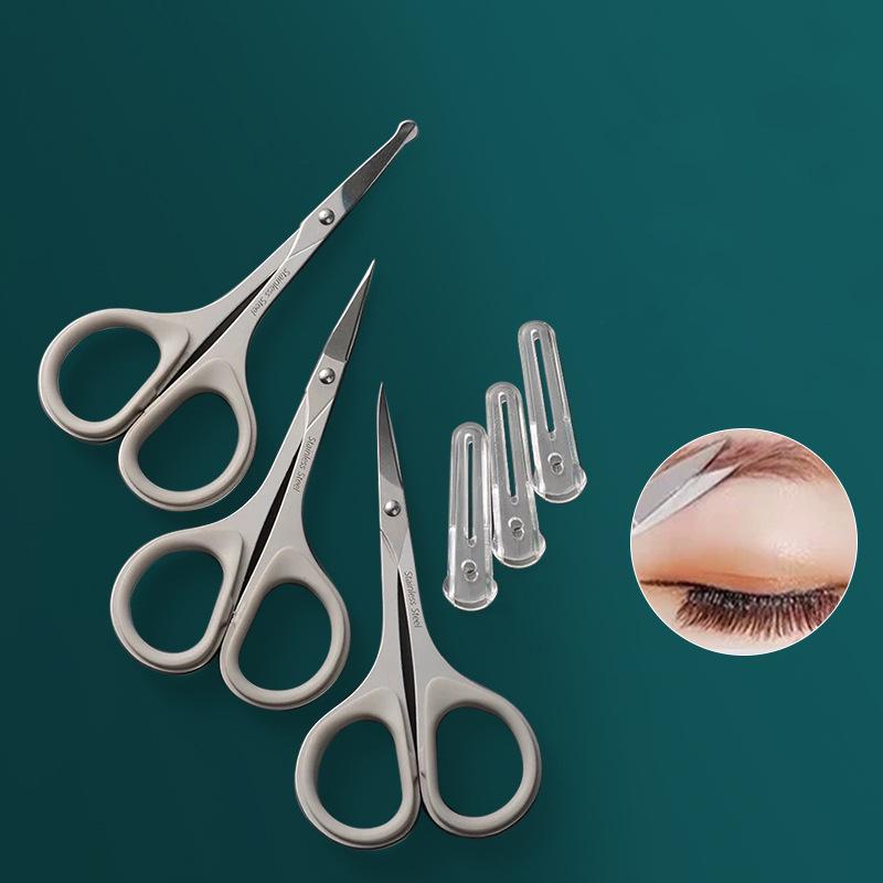 Beauty Scissors Set: Curved Eyebrow, False Eyelash, Nose Hair Trimming & Tattooing Scissors with Pointed Tips for Makeup Artists.