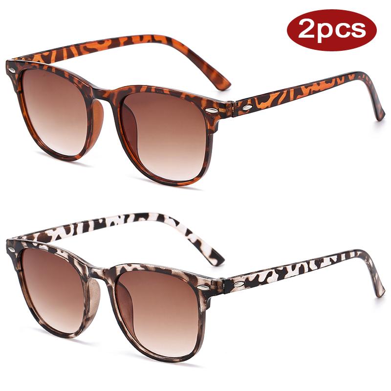 2pcs New Female High Quality Square Sun Glasses Gradient Lens Sunglasses Luxury Rivet Design Outdoor Driving Eyewear UV400