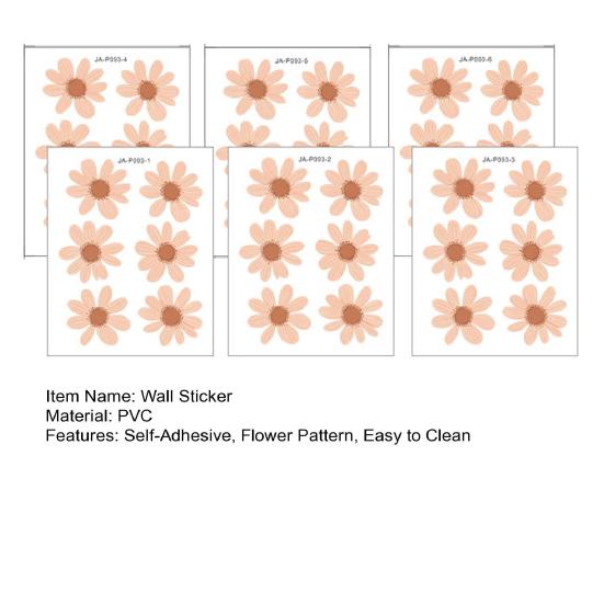 6Pcs Wall Decals, Chrysanthemum Pattern Wall Stickers, Self-Adhesive Removable Waterproof Scratch-Resistant Wall Decals for Kids Rooms