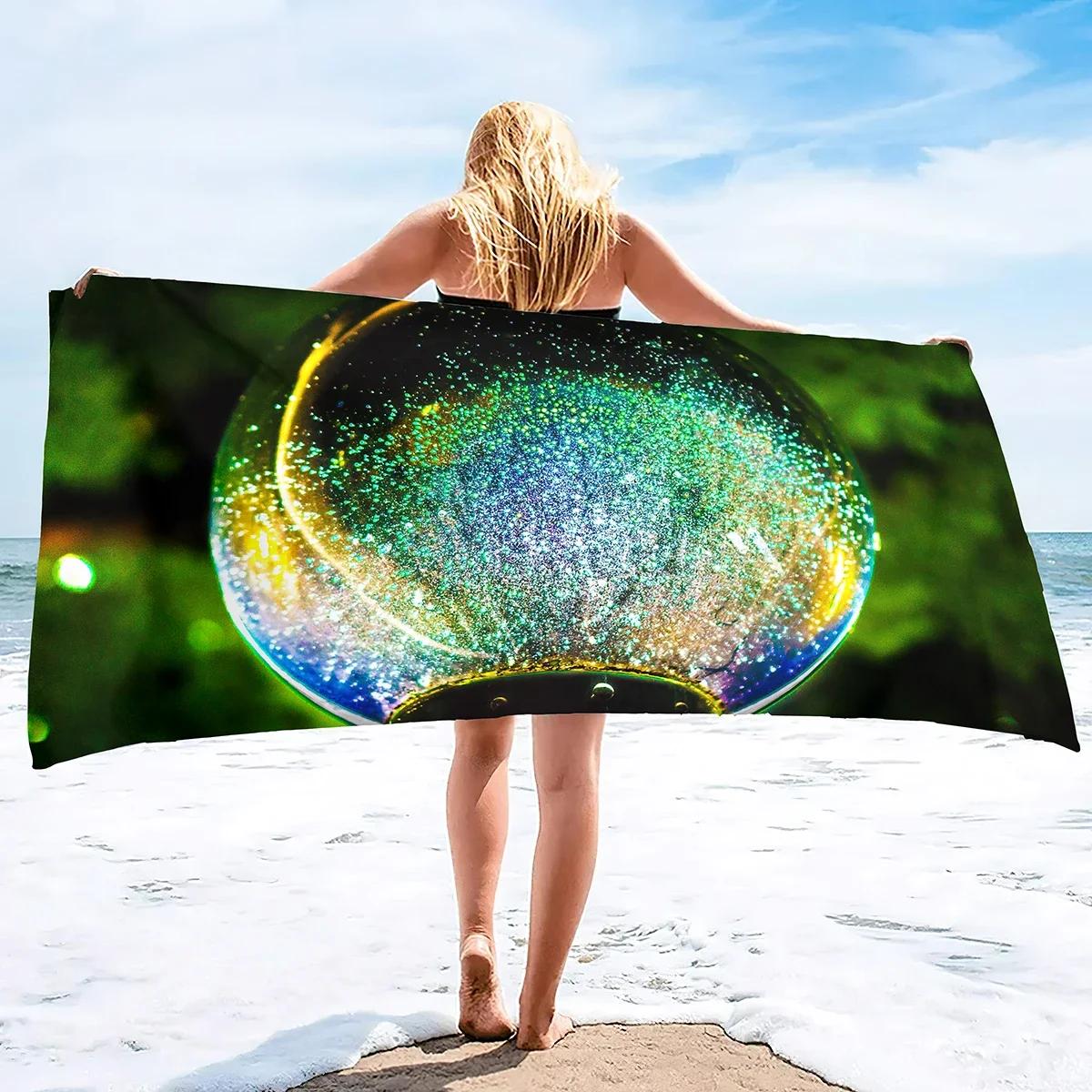 

Microfiber Beach Towel Oversized Travel Beach Towels Quick Dry Sandless Pool Towels Large Sand Free Pool Towels Glass Ball Print W30*H60(CM)
