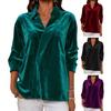 Damenhemd Revers Langarm Samttextur Einfarbig Pullover Tops Lockere Passform Pendler-Tops Arbeit Party Büro Freizeitkleidung