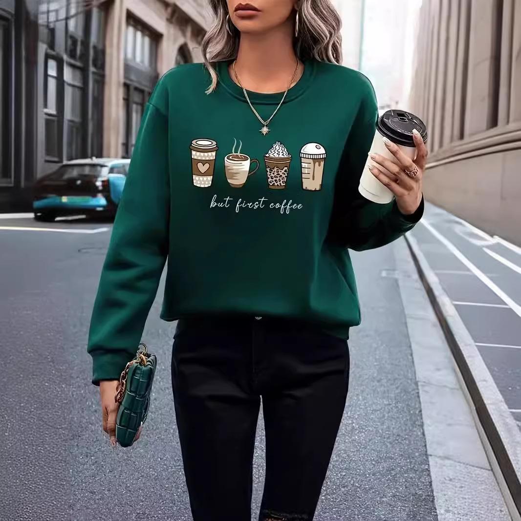 

2024 Women s European & American Printed Round Neck Sweater 3XL зелений