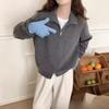 Loose Fit, Sweater, Coat, Women's, Double Zipper, Stand Up Collar, Knit, Cardigan