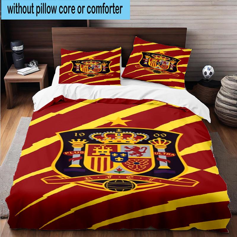 3PCS Spain Football Crest 3pcs Bedding,Including 3PCS Duvet Cover And 2pcs Pillowcases Perfect for Christmas,Ideal for Bedroom, Dormitory