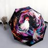 Rooster pattern, automatic folding umbrella, portable and foldable design, 8 ribs, a Christmas or birthday gift.