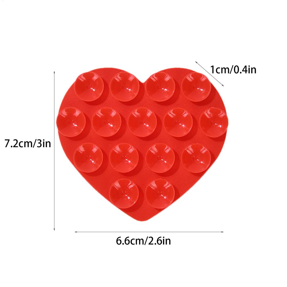 

Heart Suction Cup Phone Mount Sticky MobilePhone Stand Strong Grip Holder Silicone Double-Sided Phone Case For Selfies красный