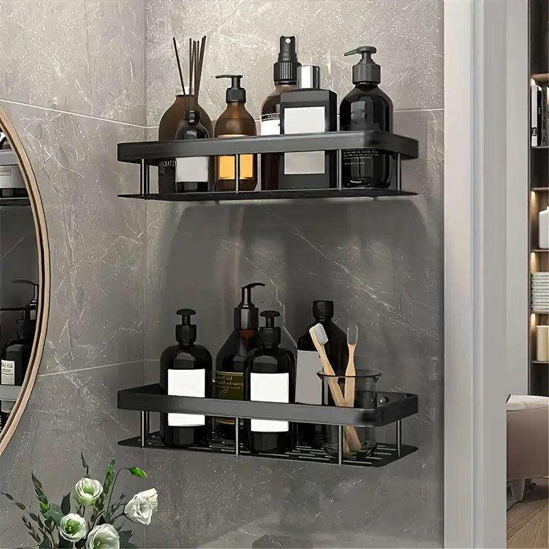 Suction Cup Wall-Mounted Triangle Bathroom Shelf - Space Aluminum, No Drilling Required