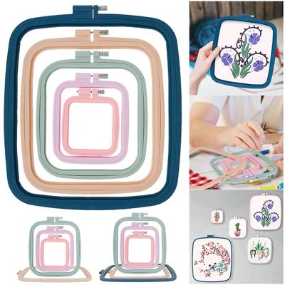 4/5 Adet DIY Plastik Kare Nakış Kasnağı Aracı El Sanatları Çapraz Dikiş Çin Geleneksel Yuvarlak Bambu Çerçeve Ahşap Dikiş Araçları