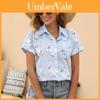 Blusa Casual in Lino e Cotone con Stampa Floreale per l'Estate da Donna per l'Ufficio