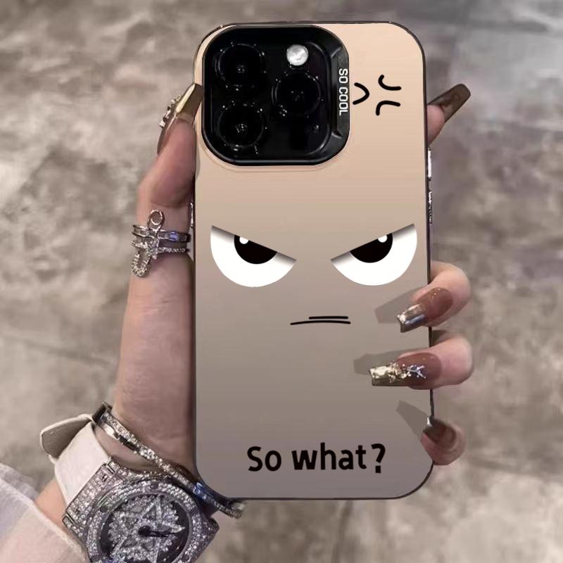 

Black Angry Expression Electroplate IMD Case For Samsung Galaxy S25 Ultra S24 Plus S23 FE S22 S21 A06 A16 A23 A26 A34 A36 Cover S24
