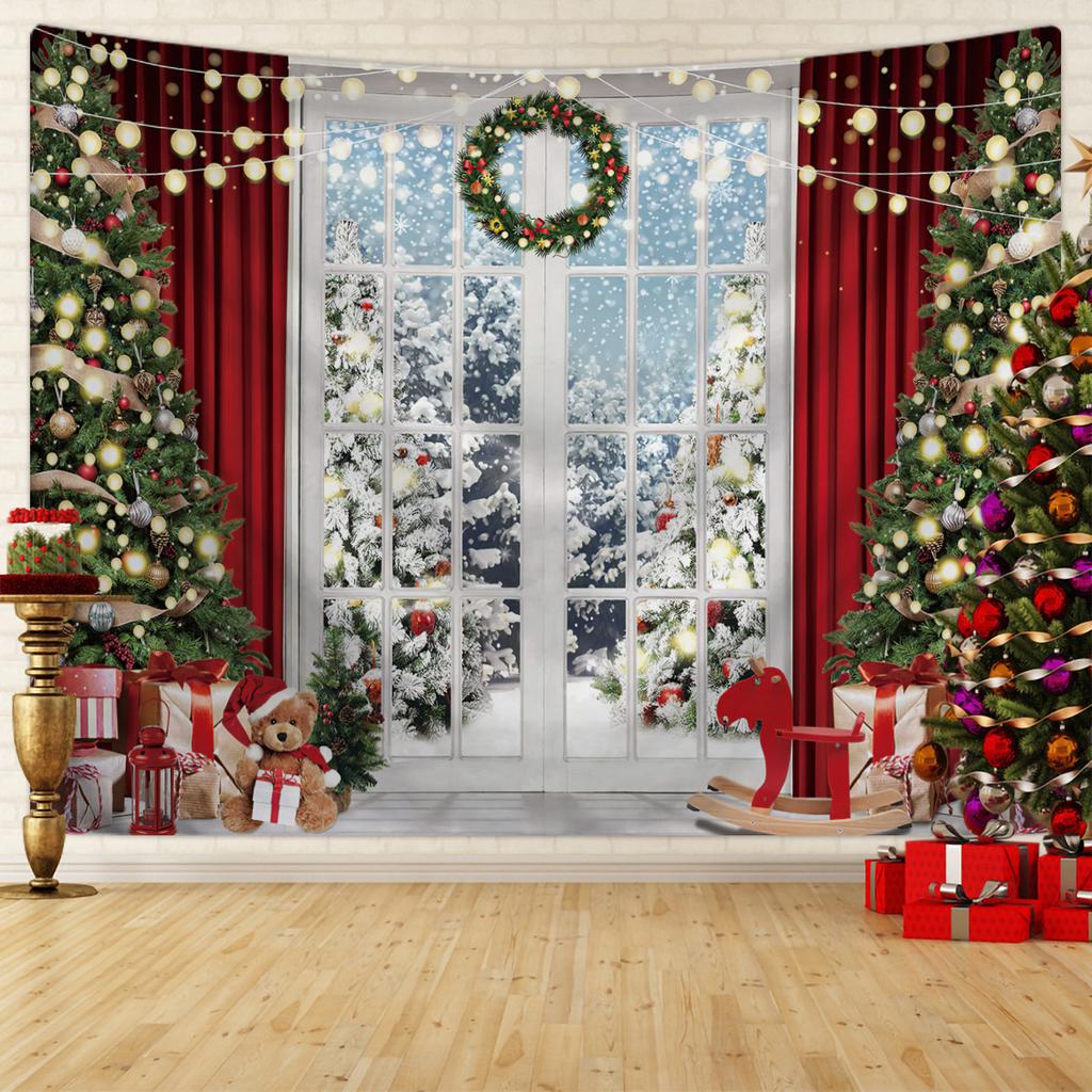 1pc Christmas Tapestry, Christmas Tree Snow Scene Photography Background Cloth, Event Decoration Background Poster Tapestry