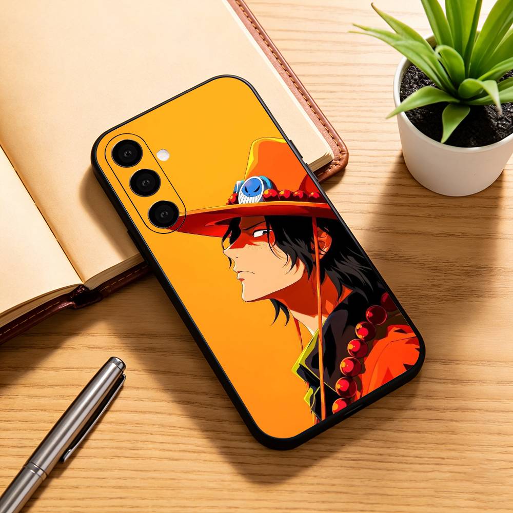 

Portgas D. Ace Fire Fist One Piece Phone Case Black Silicone Soft For Samsung Galaxy A73,A72,A71,A70,A53,A52,A51 Samsung a71 5g