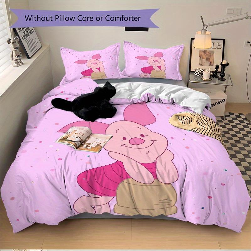 3pcs Cute Cartoon Piglet Quilt Cover Set - Soft and Cozy Bedroom, Guest Room and Dorm Decorative Bedding 3-Piece Set 1 Quilt Cover + 2 Pillow Sha