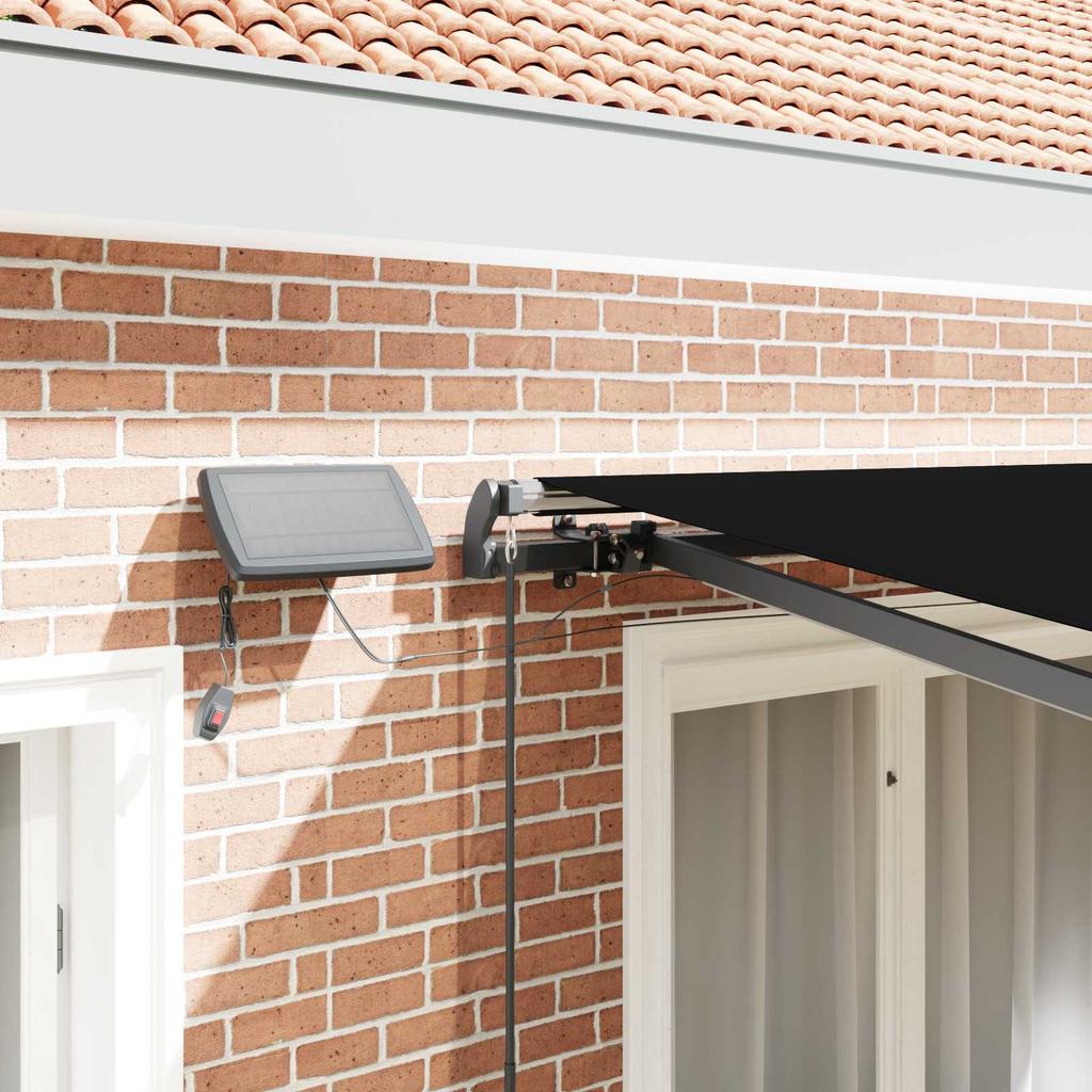 Retractable Awning Black 350 X 250 Cm Fabric and Aluminum