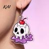 Lightweight Cartoon Pendant 1 Pair Acrylic Halloween Earrings for Women, 2D Flat Cute Holiday Party Accessories Ghost Skull Dangle Drop Earrings,
