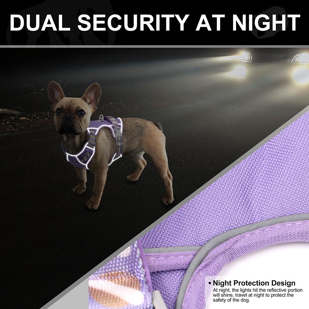 Reflective Dog Harness Leash Set No Pull Nylon Dogs Vest Harnesses With Control Handle Pet Lead for Medium Large Dogs Adjustable