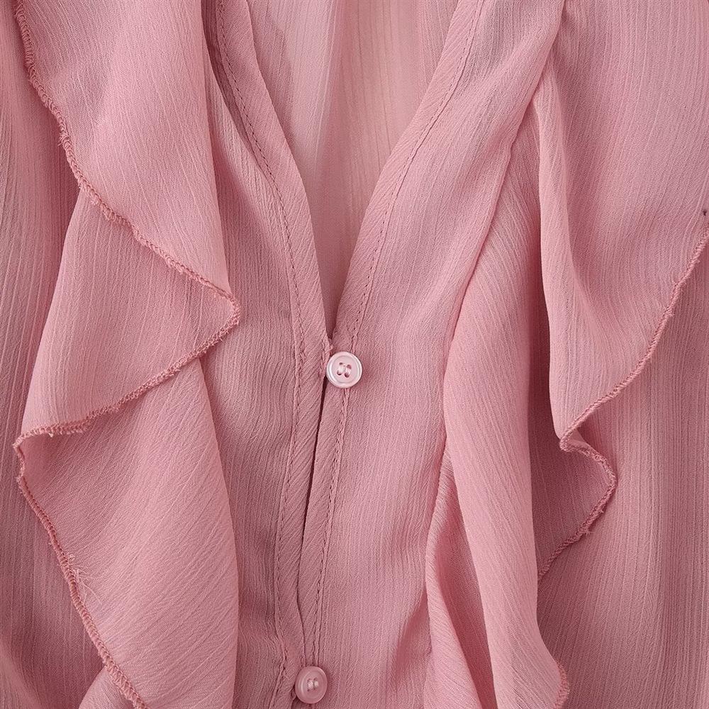 2025 Spring/Summer Women's Casual V-Neck Layered Long-Sleeve Shirt