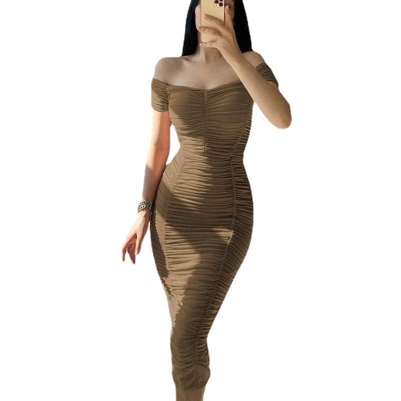 Sexy, elegantes Midikleid mit One-Shoulder-Rüstung für Damen