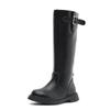 New Winter Leather Boots Girls Princess Black Short Plush Warm Children Shoes Perfortable Student Baby Kids Knight Boots 02c