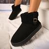 Buckle Decor Women's Platform Snow Boots 2025 Winter Non Slip Warm Plush Ankle Boots Women Comfort Slip On Cotton Shoes Woman