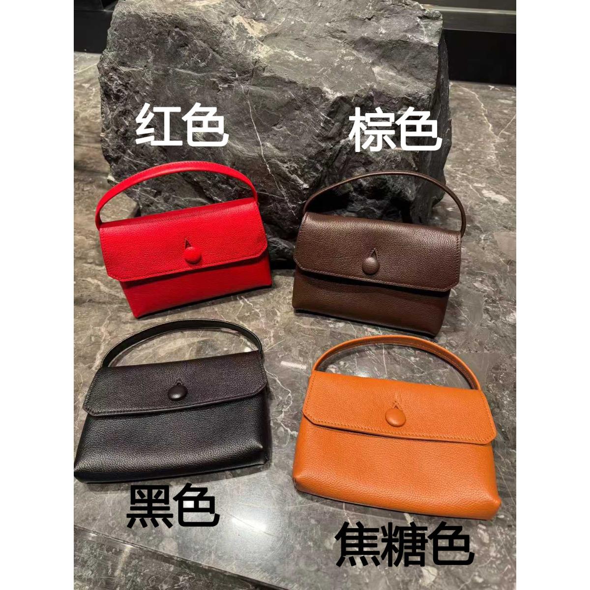 

Sally button handbag genuine leather women s bag first layer cowhide small square bag clutch bag fashion mobile phone bag wholesale 22CM