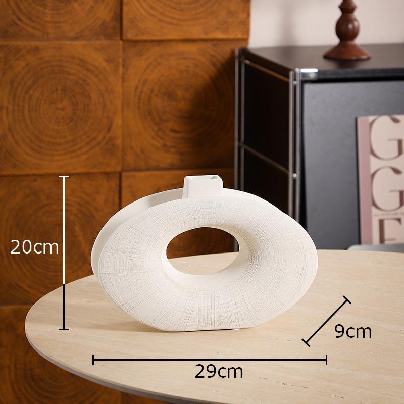 Creative White Gold Ceramic Vase Minimalist Round Flower Pots Desk Decoration Flowers Arrangement Vases Room Aesthetic Decor