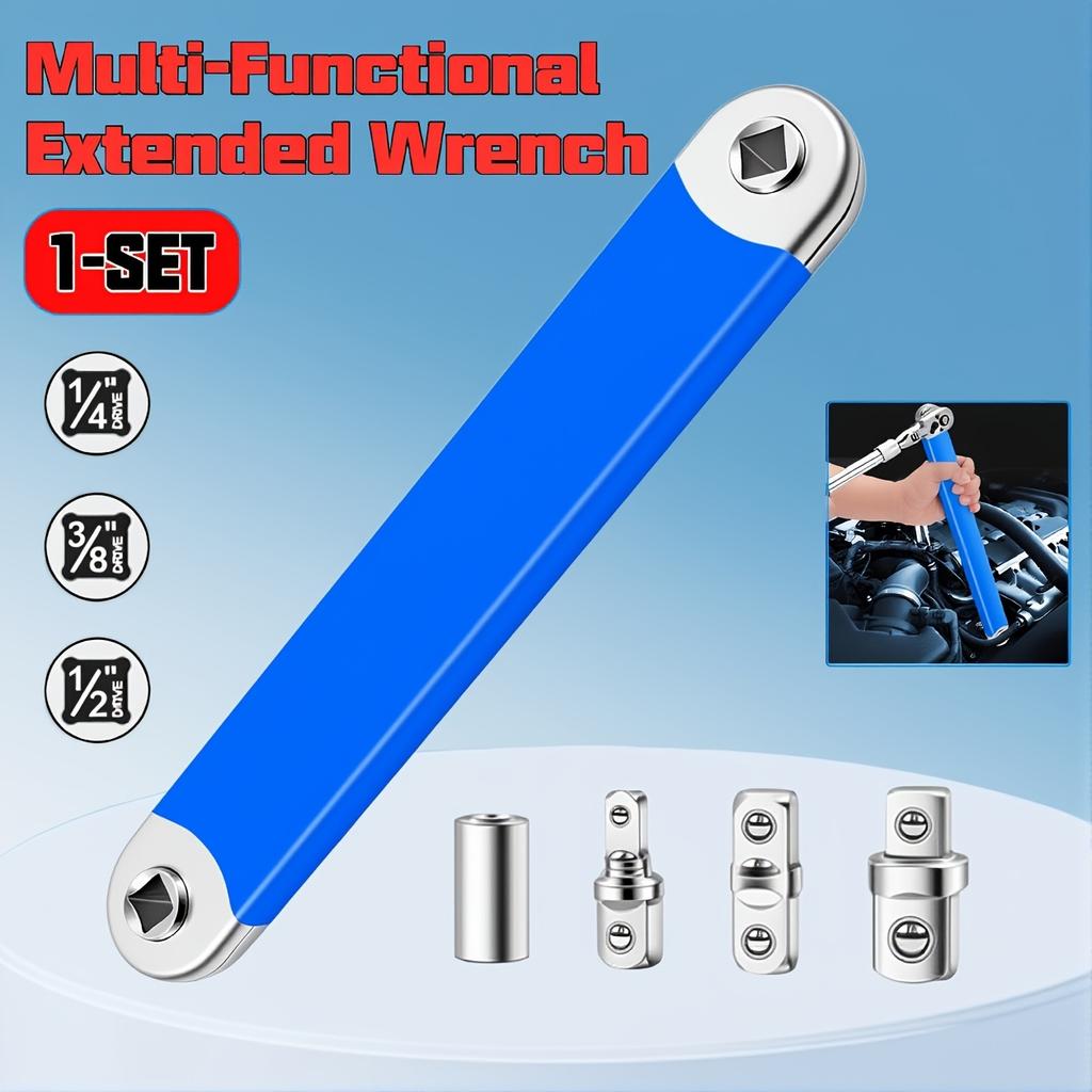 1Set Multi-Functional Extended Wrench,Extended Wrench Booster Lever Kit,Dual-purpose Ratchet and Quick Socket,Ratchet Conversion,Universal Tool